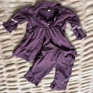 🚨3 for $15 Rabbit Moon Purple Ruffled Baby Outfit 9-12M